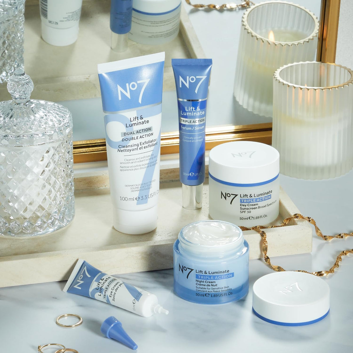 No7 Lift & Luminate Dual Action Cleansing & Exfoliating Face Wash - Gentle Face Exfoliator with Vitamin C, E & B5 - FENGGESTORE20