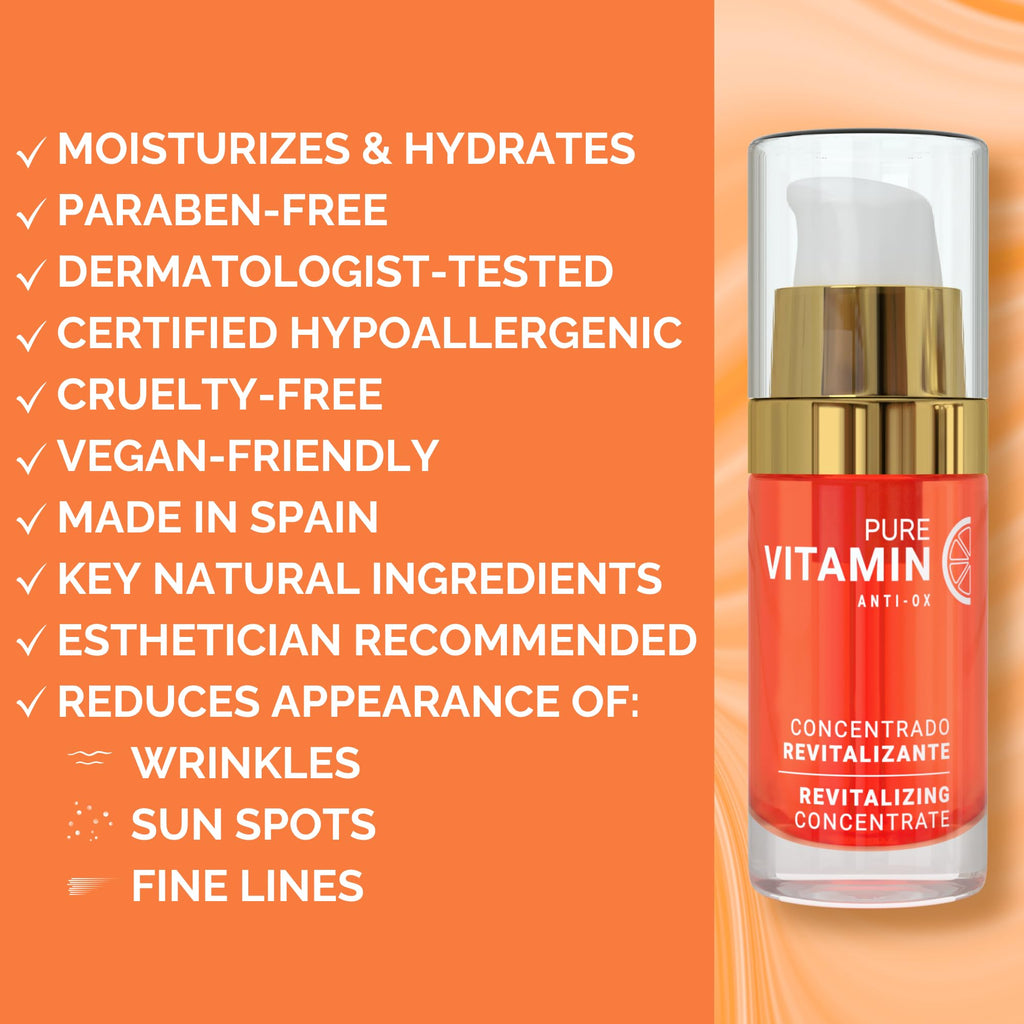 Noche Y Dia Vitamin C Serum for Mature Skin - Made in Spain - Anti Aging Formula Hydrates, Moisturizes, Firms - Targets Sun Spots - FENGGESTORE20
