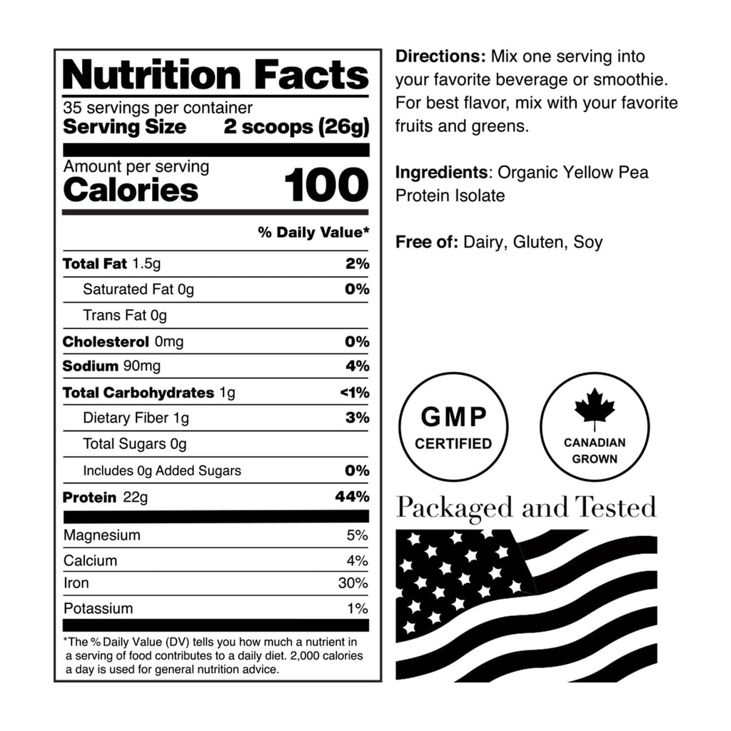 NorCal Organic - Premium Pea Protein Isolate - 100% Vegan and Organic - UNFLAVORED - 2 Pounds (Pack of 1) - 35 Servings - FENGGESTORE20