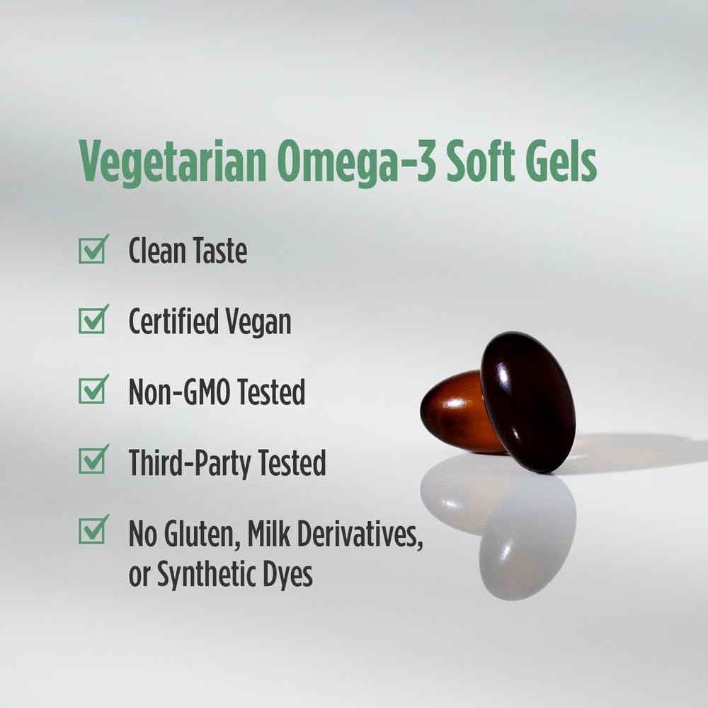 Nordic Naturals Algae Omega - 120 Soft Gels - 715 mg Omega-3 - Certified Vegan Algae Oil - Plant-Based EPA & DHA - Heart, Eye - FENGGESTORE20