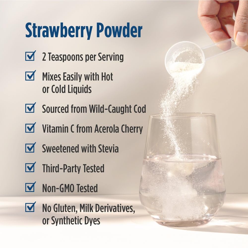 Nordic Naturals Nordic Beauty Marine Collagen Powder, Strawberry - 5.29 Ounces - Collagen Powder Supplement for Healthy Skin, Joints, and Bones, Vitamin C for Antioxidant Support - 30 Servings - FENGGESTORE20