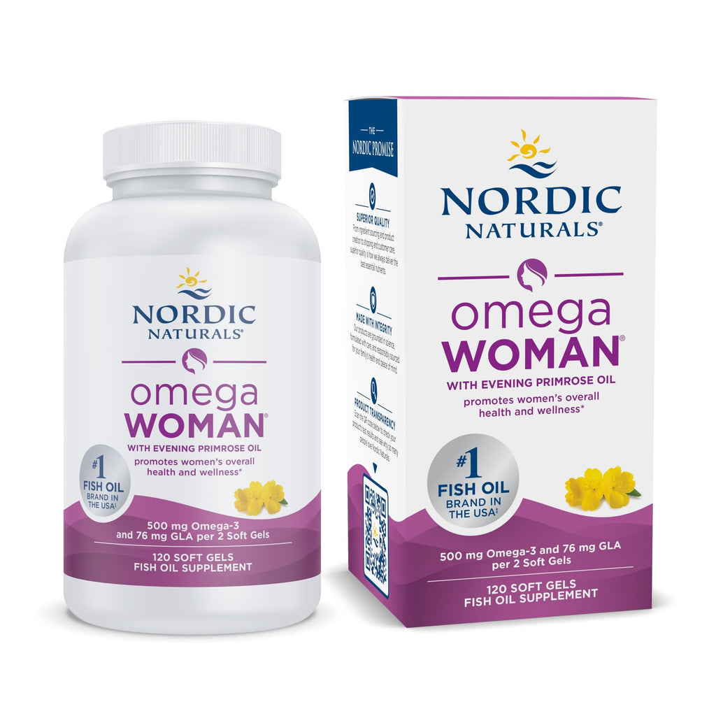 Nordic Naturals Omega Woman, Lemon - 120 Soft Gels - 500 mg Omega-3 + 800 mg Evening Primrose Oil - Healthy Skin & Optimal Wellness - Non-GMO - 60 Servings - FENGGESTORE20