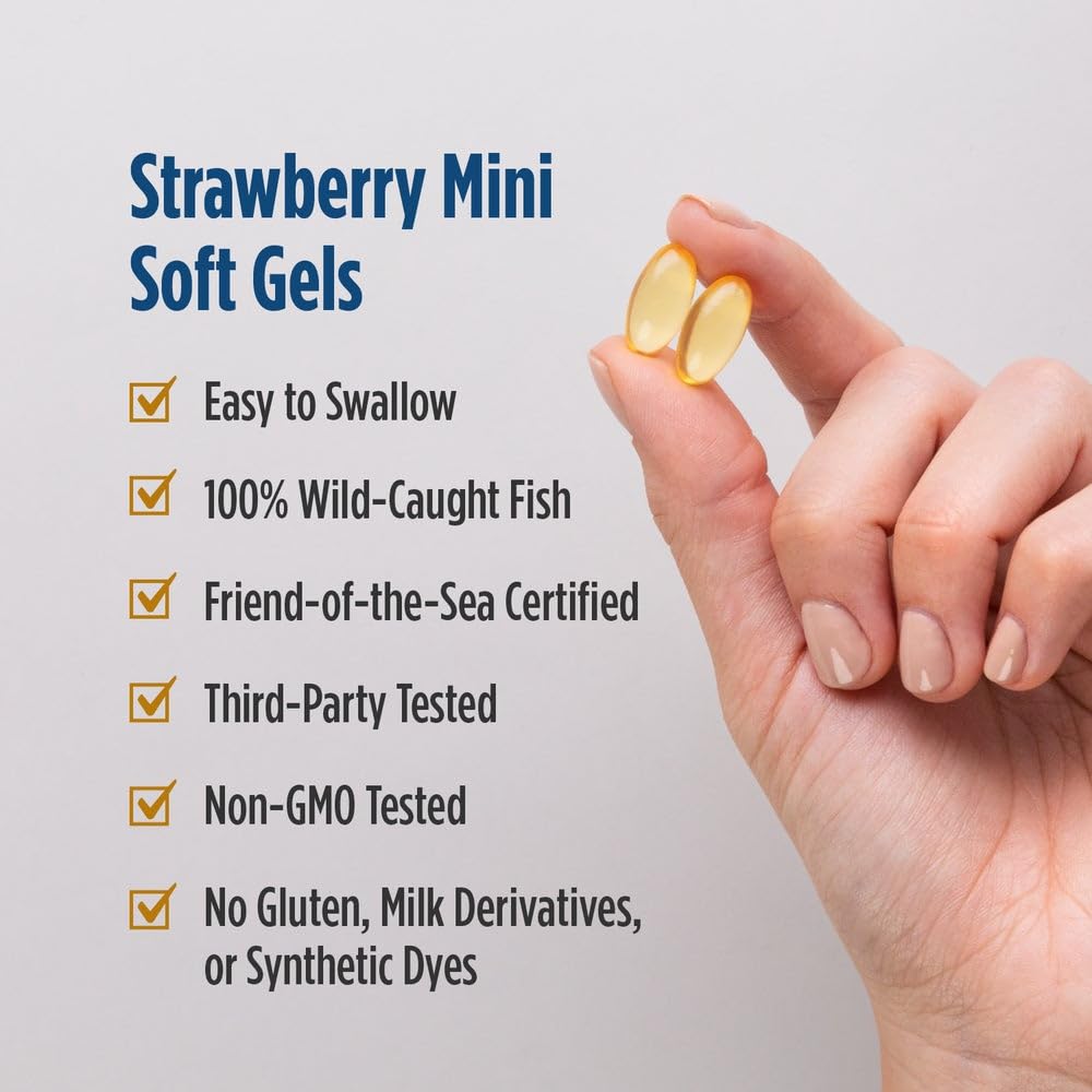 Nordic Naturals Ultimate Omega 2X Teen, Strawberry - 60 Mini Soft Gels - 1120 mg Total Omega-3s with EPA & DHA - Brain Health, Positive Mood, Social Development, Learning - Non-GMO - 30 Servings - FENGGESTORE20