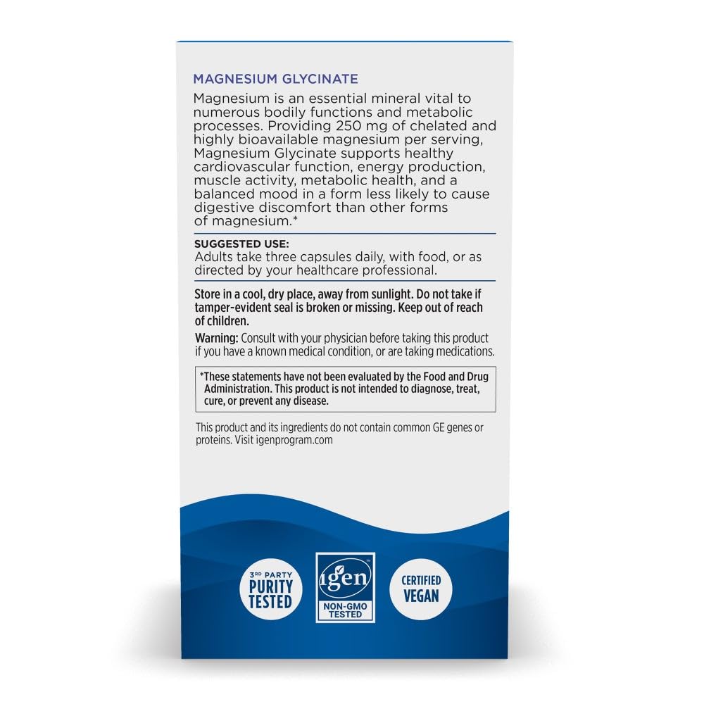 Nordic Naturals Vegetarian Magnesium Glycinate Capsules, Unflavored, 90 Count - 250mg Magnesium per Serving - Highly Bioavailable Support for Muscle & Cardiovascular - FENGGESTORE20
