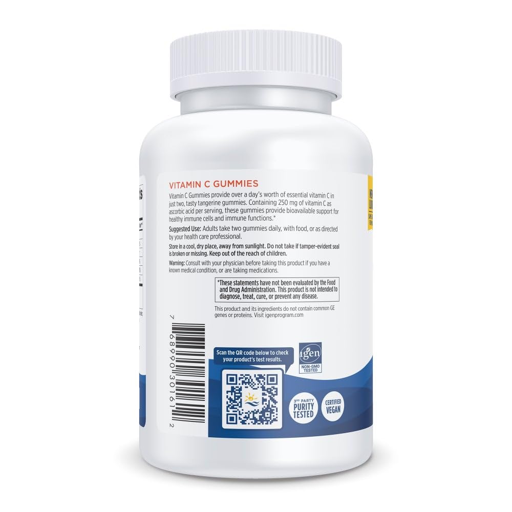 Nordic Naturals Vitamin C Gummies, Tart Tangerine - 120 Gummies - 250 mg Vitamin C - Immune Support, Antioxidant Protection, Child Growth & Development - Non-GMO, Vegan - 60 Servings - FENGGESTORE20