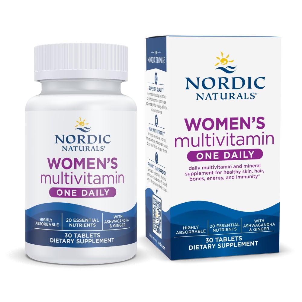 Nordic Naturals Women’s Multivitamin One Daily - Skin, Hair, Energy, & Bone Support - Immunity Supplement - 20 Essential Nutrients - 30 Tablets - 30 Servings - FENGGESTORE20