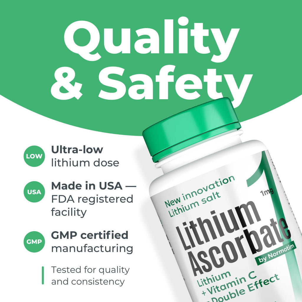 NORMOTIM Lithium Supplement 1 mg Tablets – Non-Drowsy Calm & Focus Support – Memory & Mental Clarity – Fast Dissolve – Compare to Lithium Orotate - FENGGESTORE20