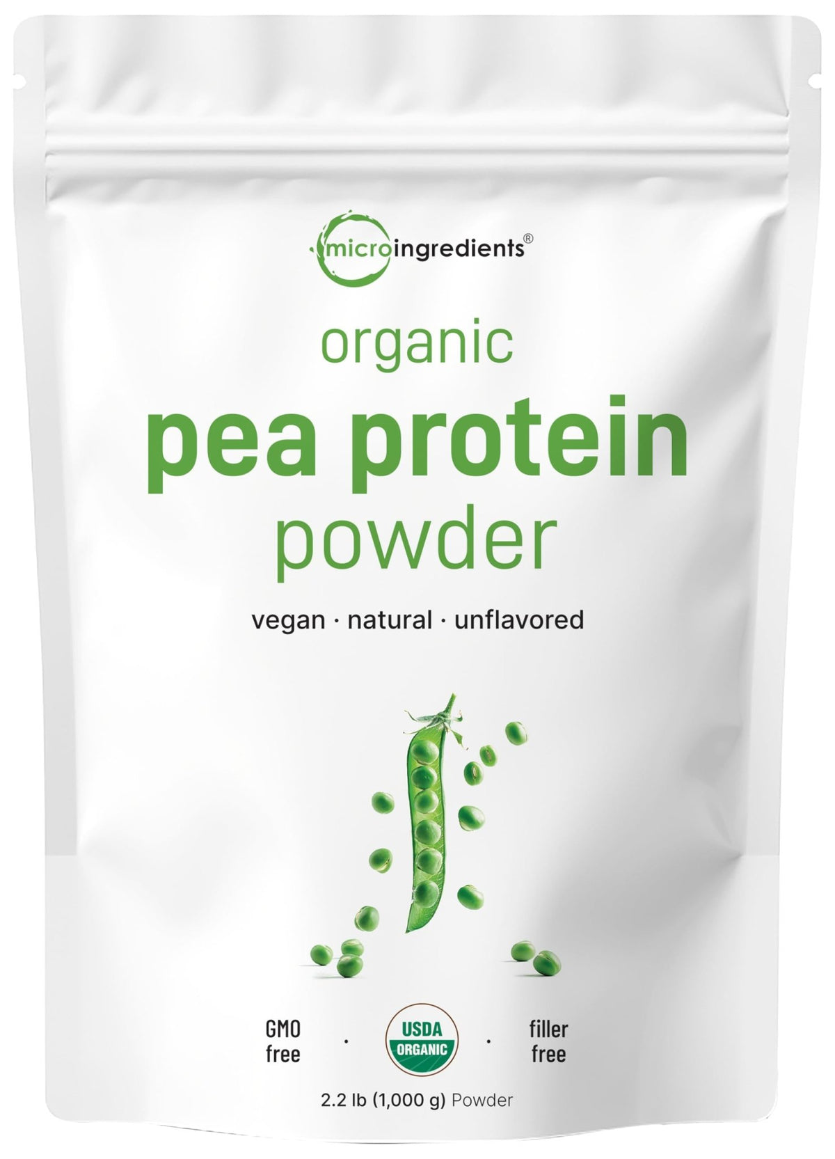 North America Grown, Organic Pea Protein Powder, 1KG (2.2 Pounds) | Plant-Based Vegan Protein, Meatless Protein Supplement, Natural Branched Chain Amino Acids | Non-GMO, Soy Free - FENGGESTORE20