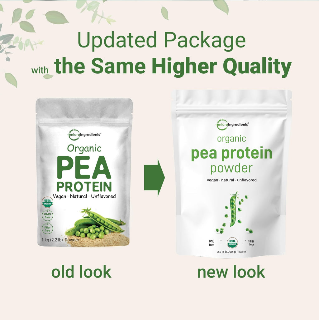 North America Grown, Organic Pea Protein Powder, 1KG (2.2 Pounds) | Plant-Based Vegan Protein, Meatless Protein Supplement, Natural Branched Chain Amino Acids | Non-GMO, Soy Free - FENGGESTORE20