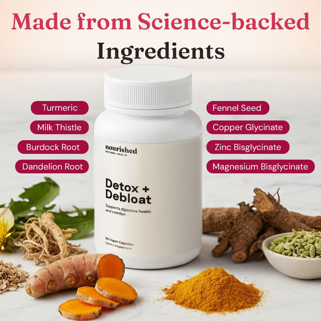 Nourished Natural Health Detox + Debloat - Detox Cleanse and Bloating Relief for Women - Liver and Digestive Support with Milk Thistle, Dandelion, Fennel & Turmeric - FENGGESTORE20