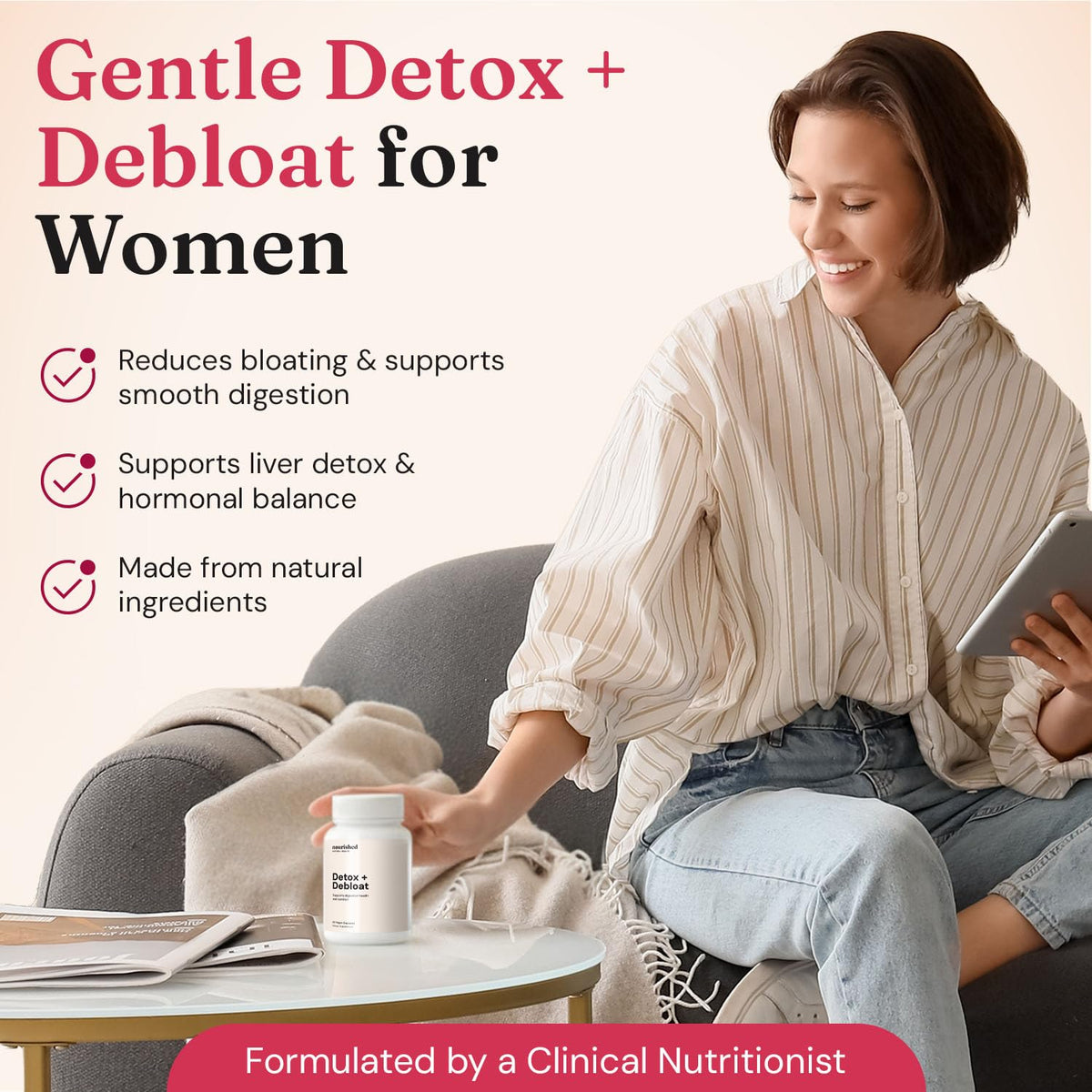 Nourished Natural Health Detox + Debloat - Detox Cleanse and Bloating Relief for Women - Liver and Digestive Support with Milk Thistle, Dandelion, Fennel & Turmeric - FENGGESTORE20