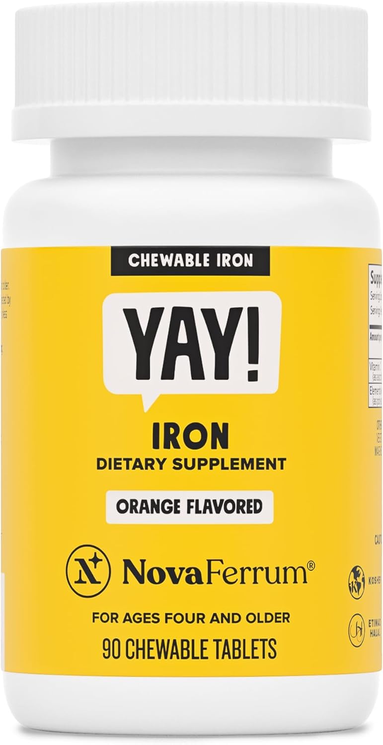 NovaFerrum Yay | Chewable Iron Supplement for Kids & Adults Ages 4 and Over | 18mg of Iron | 90 Servings | Sugar Free - FENGGESTORE20