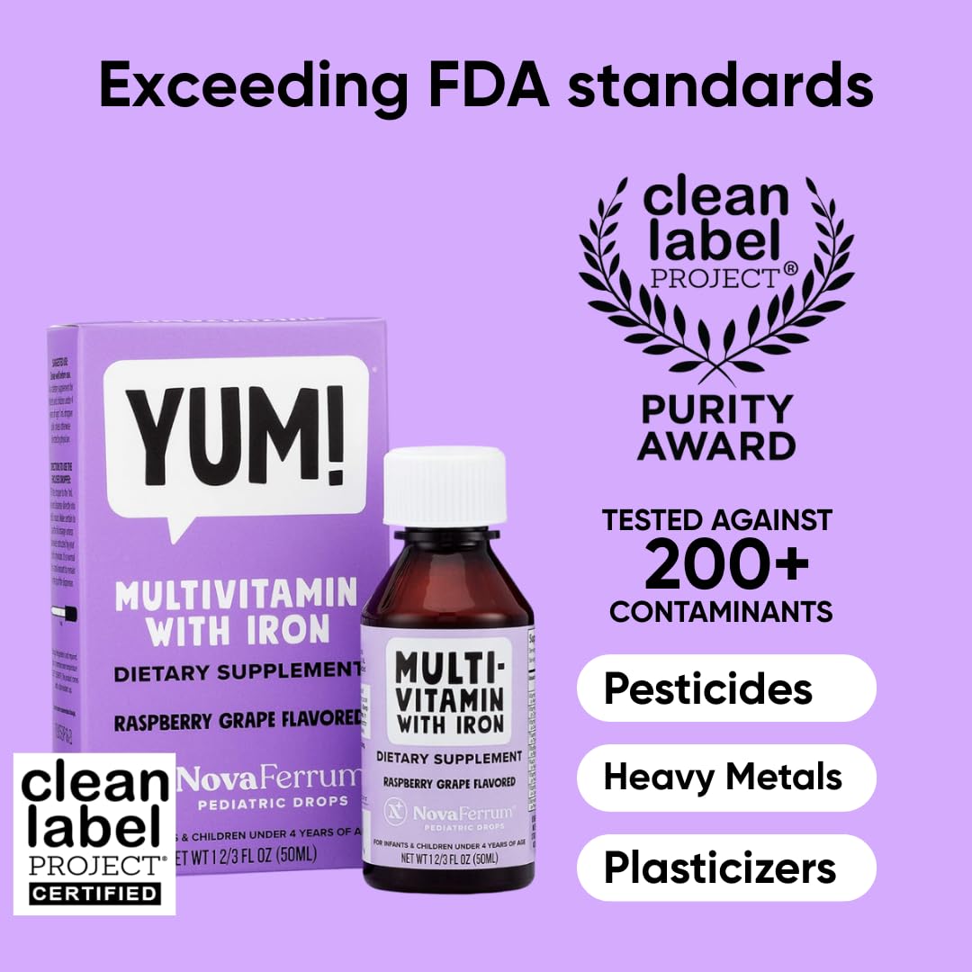 NovaFerrum Yum | Multivitamin with Iron for Infants, Toddlers & Kids Ages 4 & Under | Immune Support | Gluten Free Certified - FENGGESTORE20