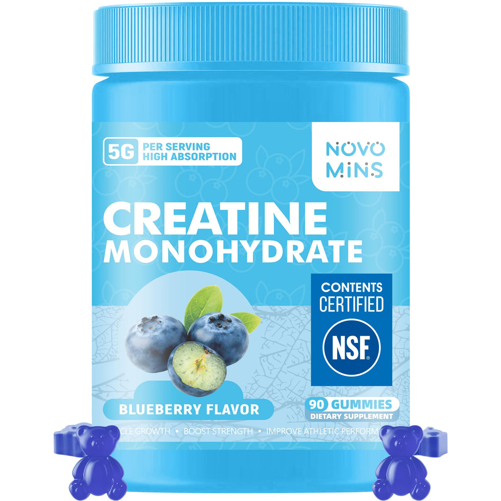 novomins Creatine Monohydrate Gummies 5000mg for Men & Women, Chewables Creatine Monohydrate for Muscle Strength, Muscle Builder, Energy Boost, Pre-Workout Supplement - FENGGESTORE20