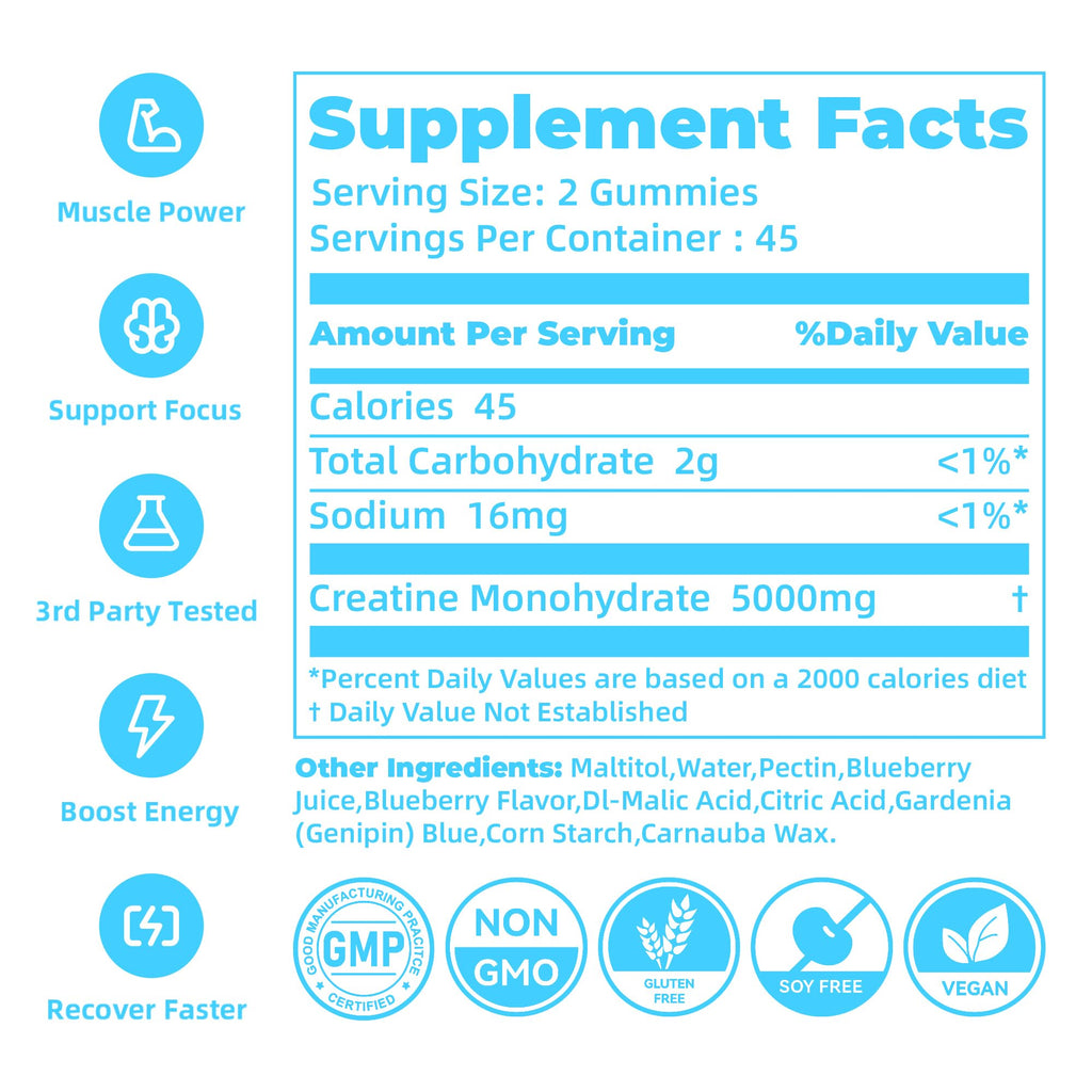 novomins Creatine Monohydrate Gummies 5000mg for Men & Women, Chewables Creatine Monohydrate for Muscle Strength, Muscle Builder, Energy Boost, Pre-Workout Supplement - FENGGESTORE20