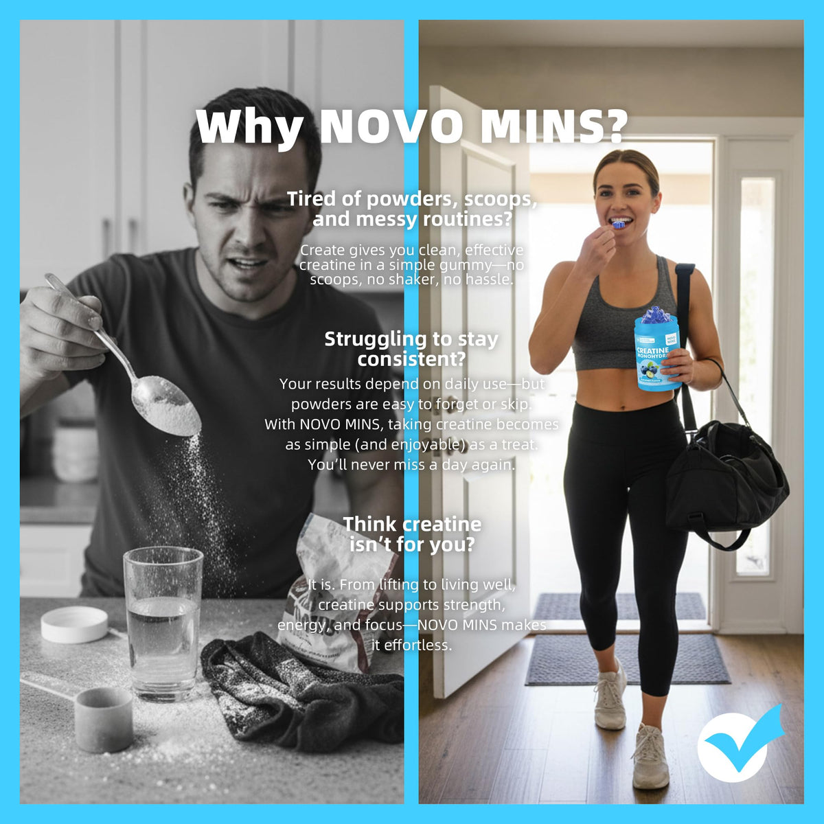 novomins Creatine Monohydrate Gummies 5000mg for Men & Women, Chewables Creatine Monohydrate for Muscle Strength, Muscle Builder, Energy Boost, Pre-Workout Supplement - FENGGESTORE20