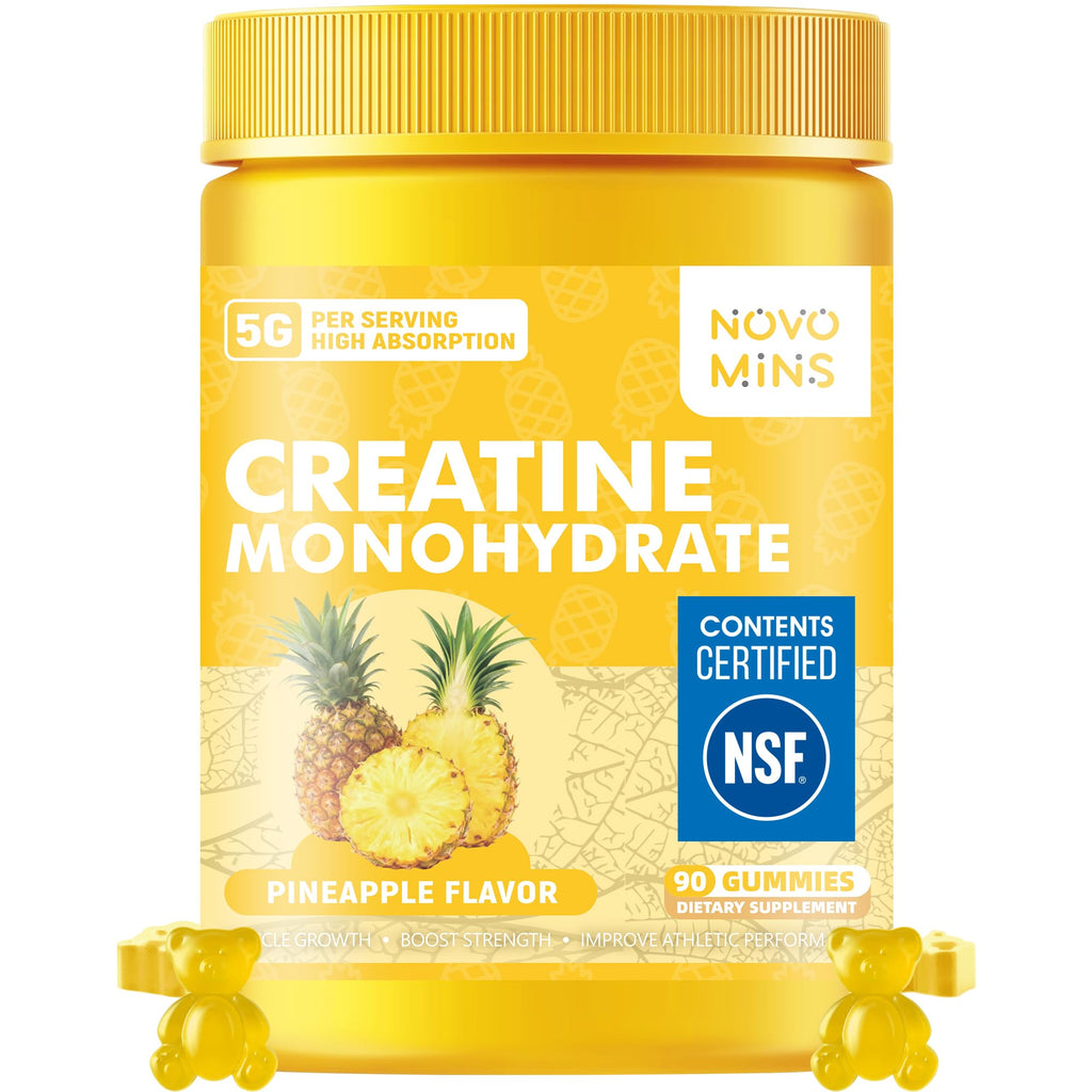 novomins Creatine Monohydrate Gummies for Men & Women, Chewables Creatine Monohydrate for Muscle Strength, Muscle Builder, Energy Boost, Pre-Workout Supplement - FENGGESTORE20