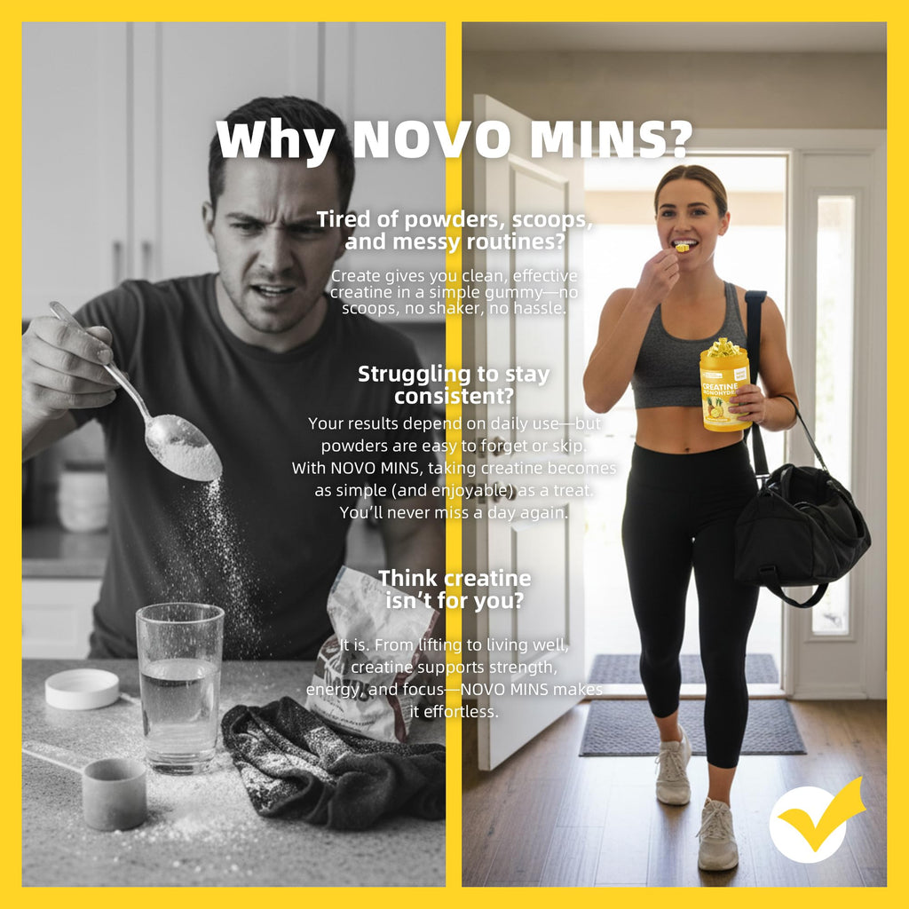 novomins Creatine Monohydrate Gummies for Men & Women, Chewables Creatine Monohydrate for Muscle Strength, Muscle Builder, Energy Boost, Pre-Workout Supplement - FENGGESTORE20