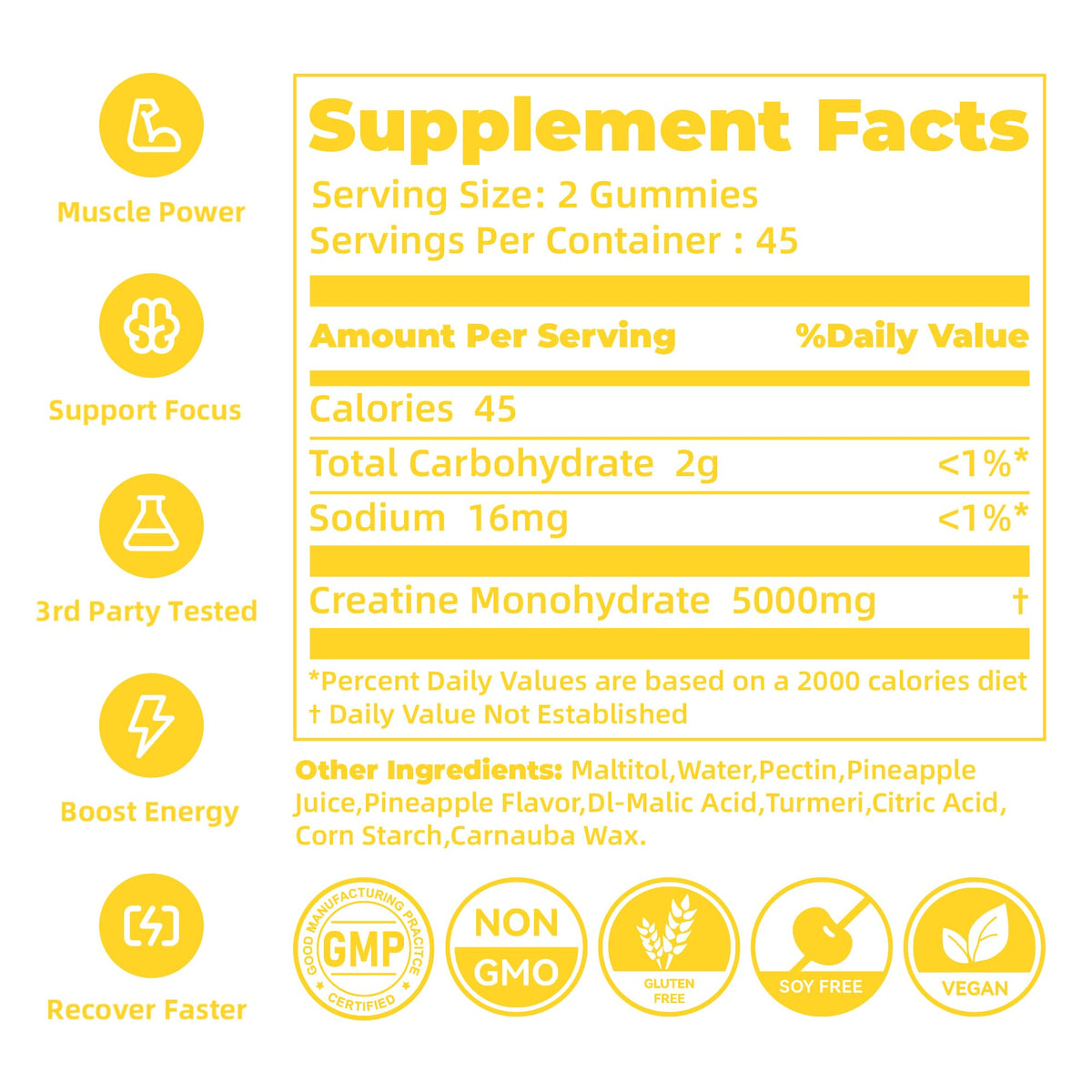 novomins Creatine Monohydrate Gummies for Men & Women, Chewables Creatine Monohydrate for Muscle Strength, Muscle Builder, Energy Boost, Pre-Workout Supplement - FENGGESTORE20