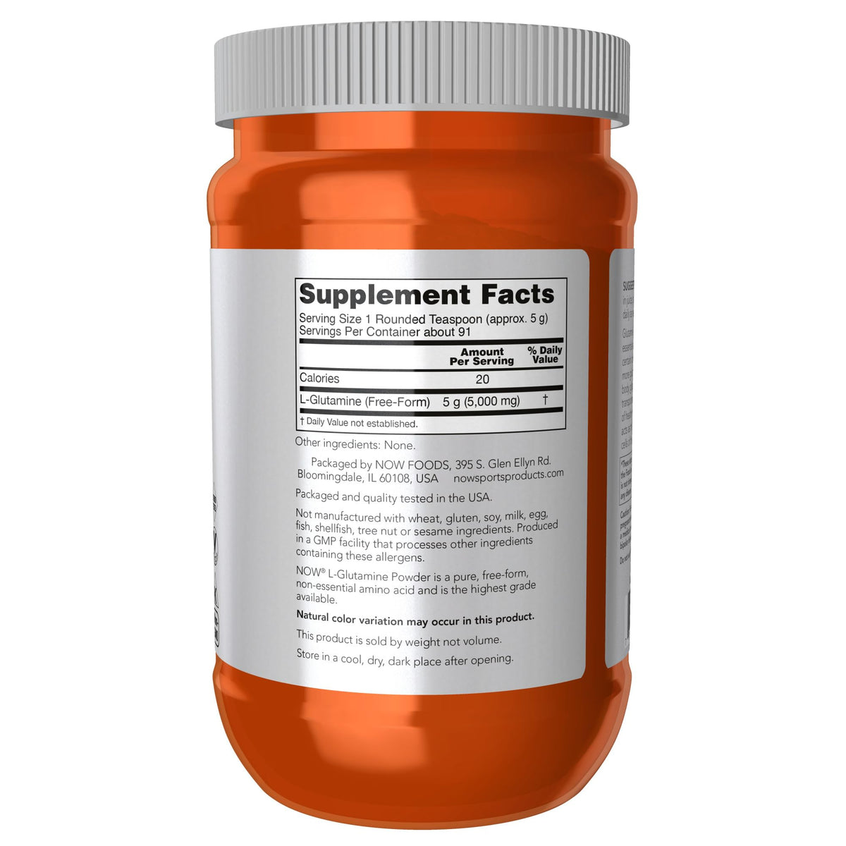 NOW Foods Sports Nutrition, L-Glutamine Pure Powder, Nitrogen Transporter*, Amino Acid, 1-Pound - FENGGESTORE20