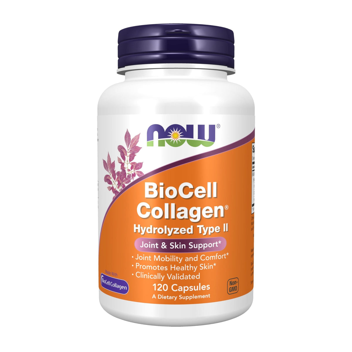 NOW Foods Supplements, BioCell Collagen® Hydrolyzed Type II, Clinically Validated, 120 Veg Capsules - FENGGESTORE20