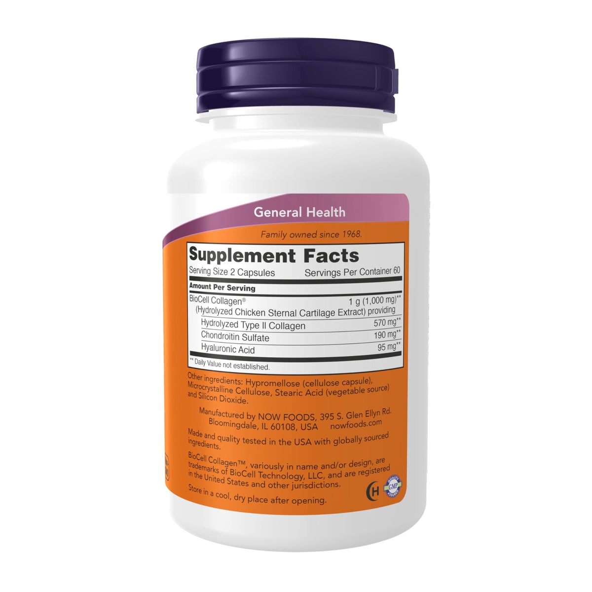 NOW Foods Supplements, BioCell Collagen® Hydrolyzed Type II, Clinically Validated, 120 Veg Capsules - FENGGESTORE20