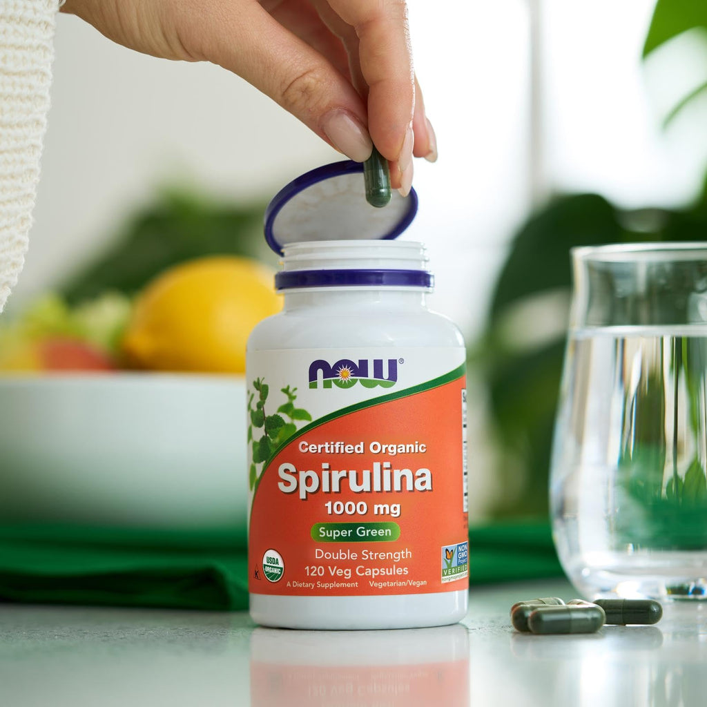 NOW Foods Supplements, Certified Organic, Spirulina 1000 mg (Double Strength), Rich in Beta-Carotene (Vitamin A) - FENGGESTORE20