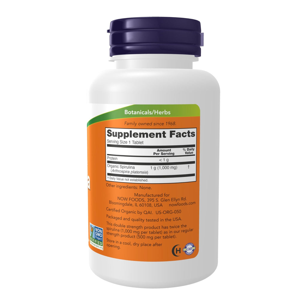 NOW Foods Supplements, Certified Organic, Spirulina 1000 mg (Double Strength), Rich in Beta-Carotene (Vitamin A) - FENGGESTORE20