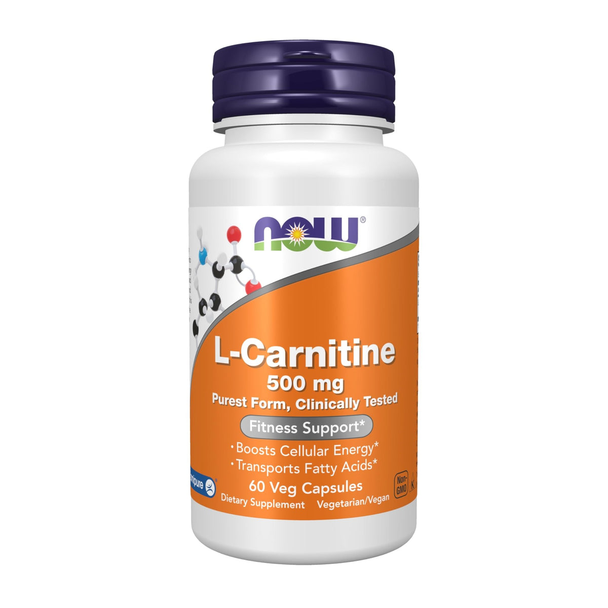 NOW Foods Supplements, L-Carnitine 500mg, Purest Form, Amino Acid, Fitness Support*, 60 Veg Capsules - FENGGESTORE20