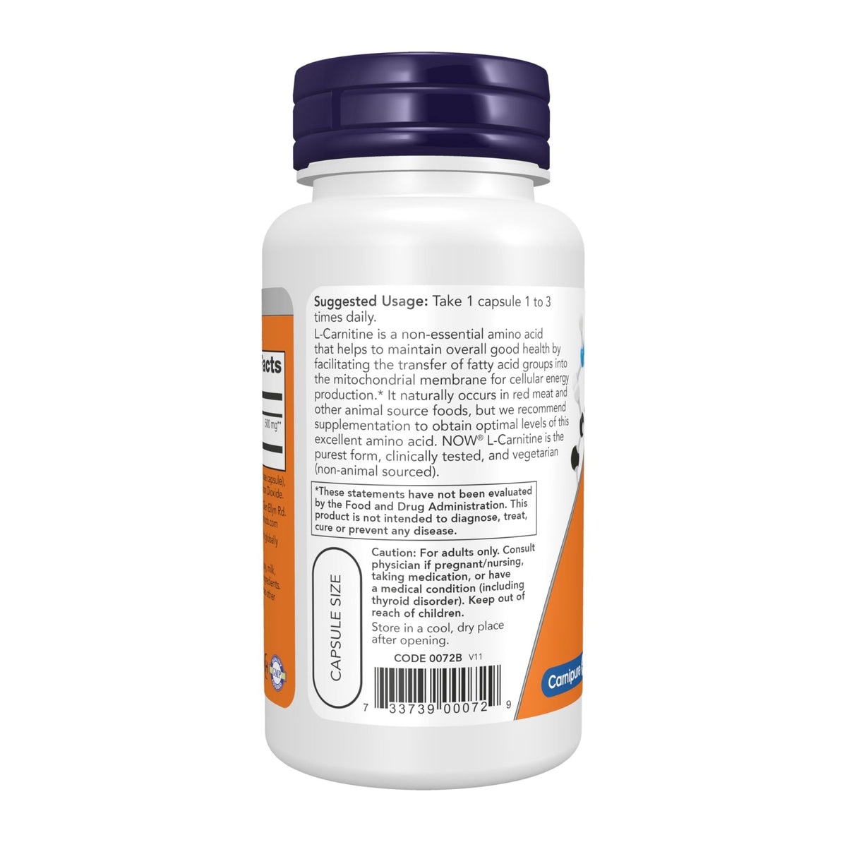 NOW Foods Supplements, L-Carnitine 500mg, Purest Form, Amino Acid, Fitness Support*, 60 Veg Capsules - FENGGESTORE20