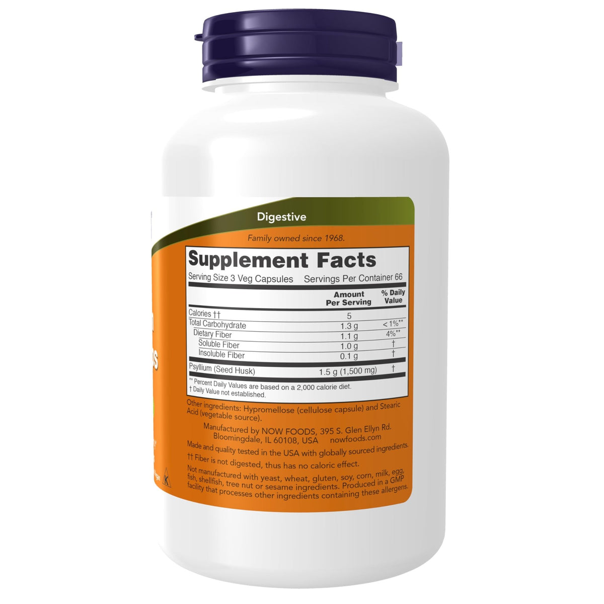 NOW Foods Supplements, Psyllium Husk Caps 500 mg, Non-GMO Project Verified, Natural Soluble Fiber, Intestinal Health*, 200 Veg Capsules - FENGGESTORE20