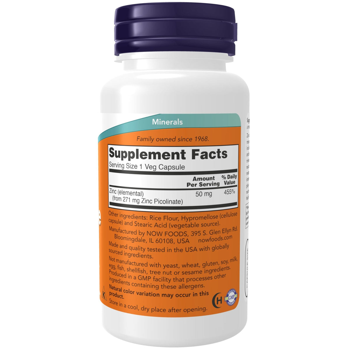 NOW Foods Supplements, Zinc Picolinate 50 mg, Supports Enzyme Functions*, Immune Support*, 120 Veg Capsules (Packaging may vary) - FENGGESTORE20