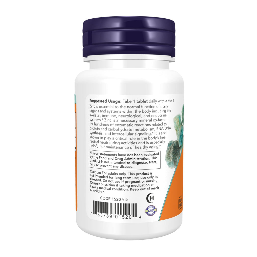 NOW Foods Supplements, Zinc (Zinc Gluconate) 50 mg, Supports Enzyme Functions*, Immune Support*, 100 Tablets - FENGGESTORE20