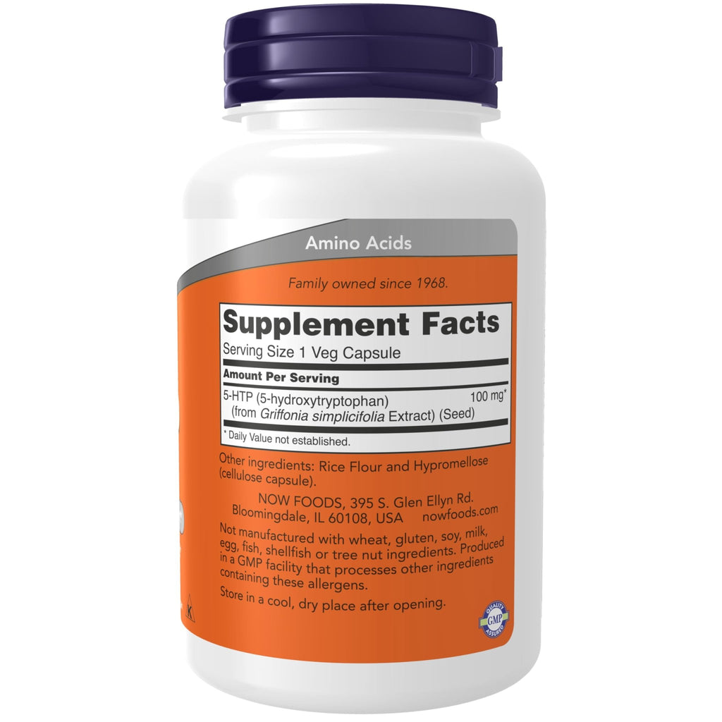 NOW Supplements, 5-HTP (5-hydroxytryptophan) 100 mg, Neurotransmitter Support*, 120 Veg Capsules - FENGGESTORE20