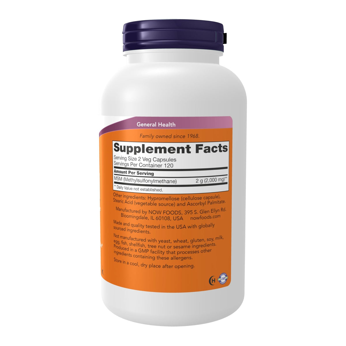 NOW Supplements, MSM (Methylsulfonylmethane) 1,000 mg, Joint Health*, 240 Veg Capsules - FENGGESTORE20