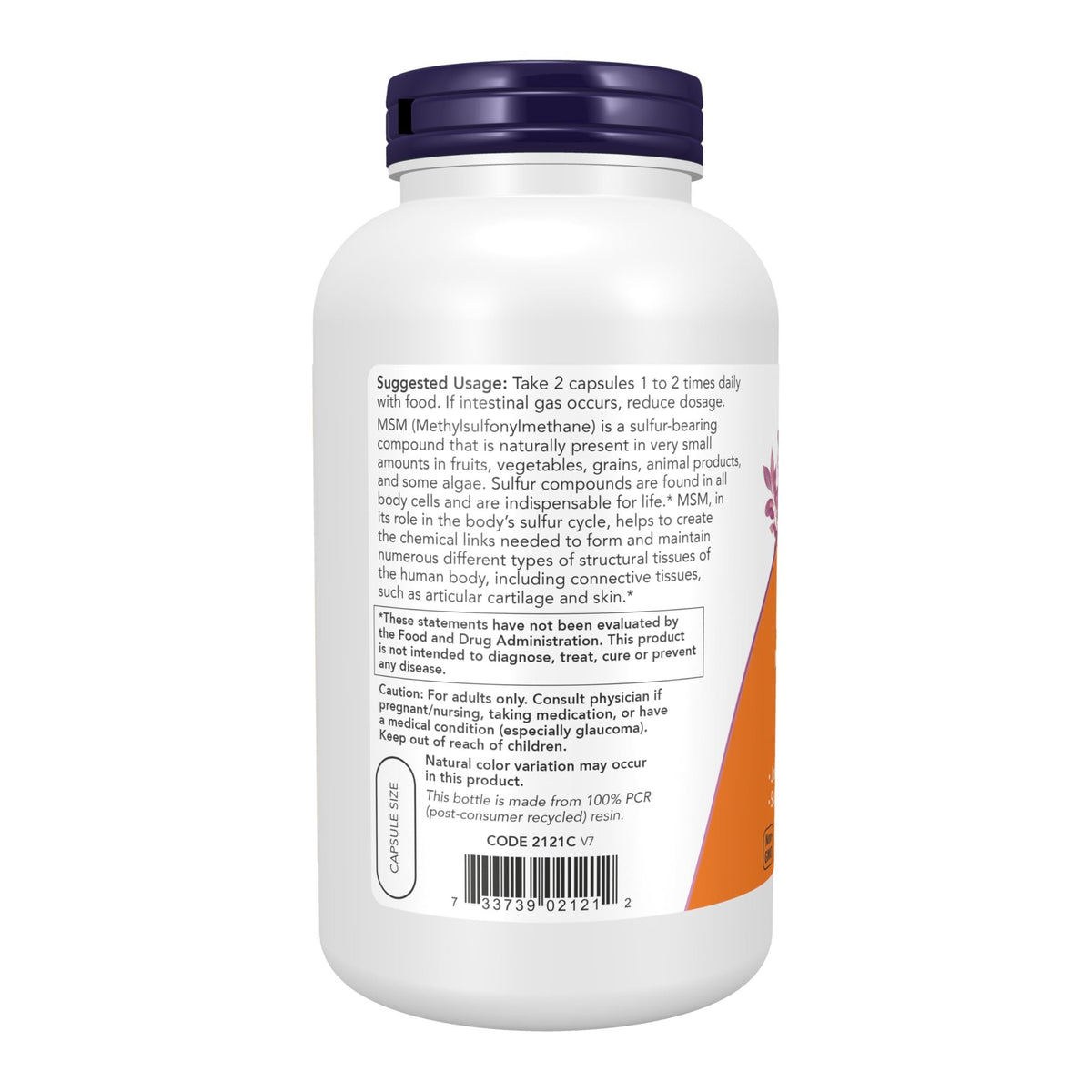 NOW Supplements, MSM (Methylsulfonylmethane) 1,000 mg, Joint Health*, 240 Veg Capsules - FENGGESTORE20
