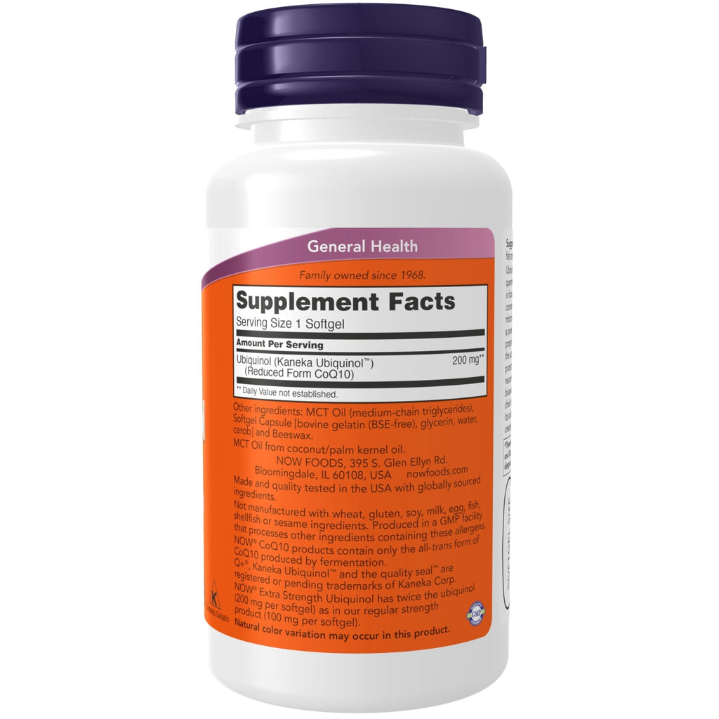 NOW Supplements, Ubiquinol 200 mg, High Bioavailability (the Active Form of CoQ10), 60 Softgels - FENGGESTORE20