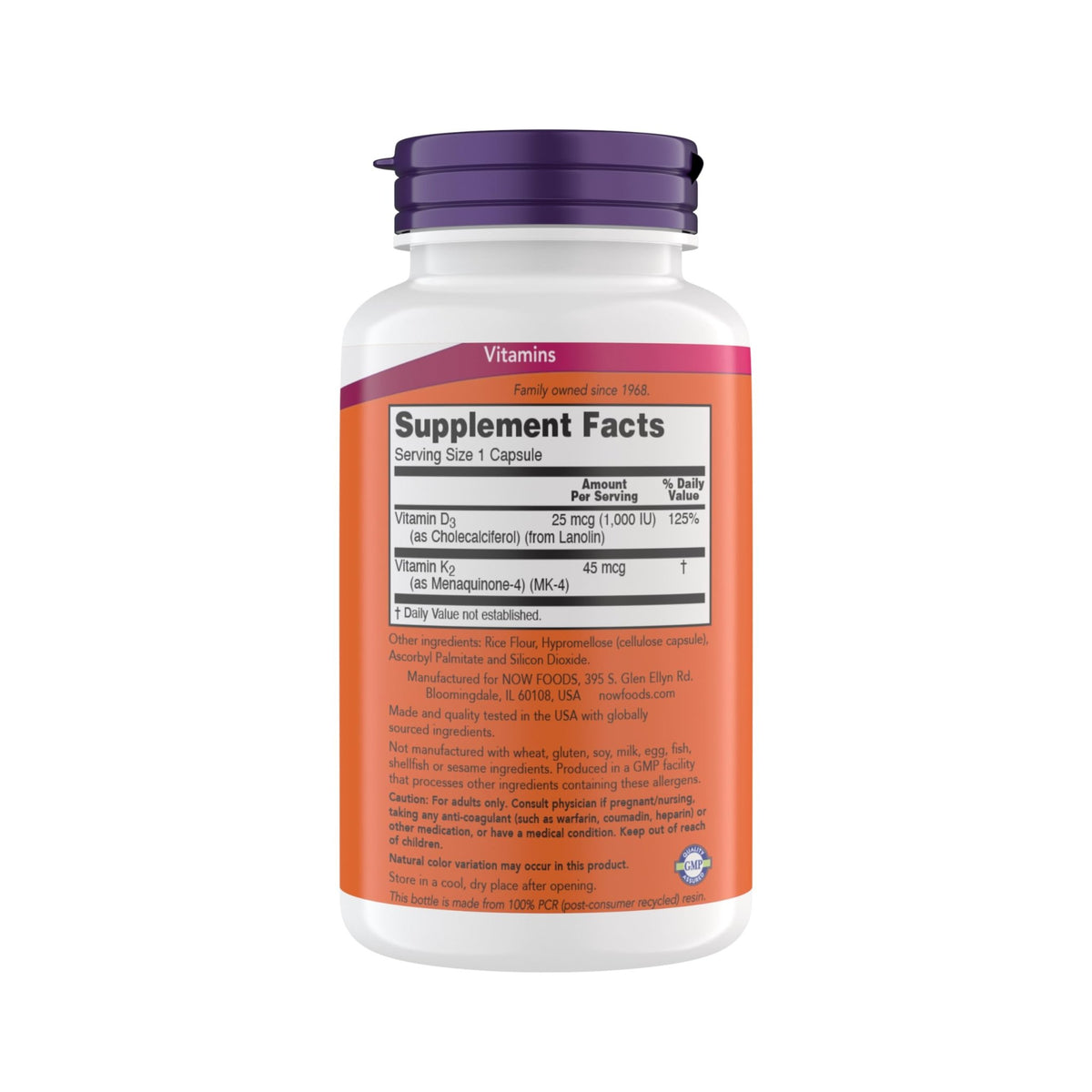 Now Supplements Vitamin D3 K2, 1,000 IU/45 mcg, Cardiovascular Support, Supports Bone Health, 180 Vegetarian Capsules - FENGGESTORE20