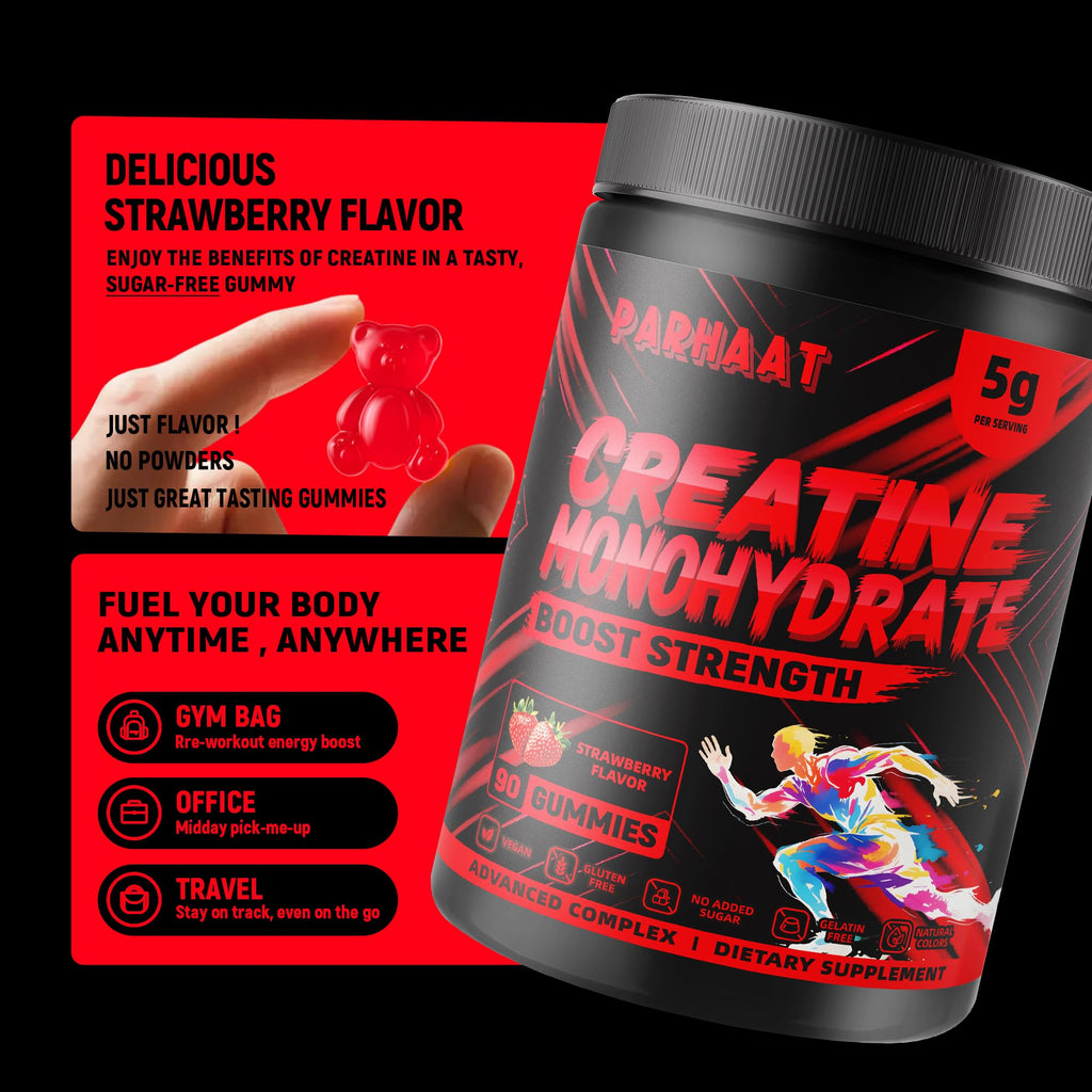 NSF Certified Creatine Gummy - Creatine Monohydrate Gummies 5g for Men & Women - Boost Focus,Strength, and Endurance, Vegan, Gluten-Free, Non-GMO, 2.5 Gram Creatine - FENGGESTORE20