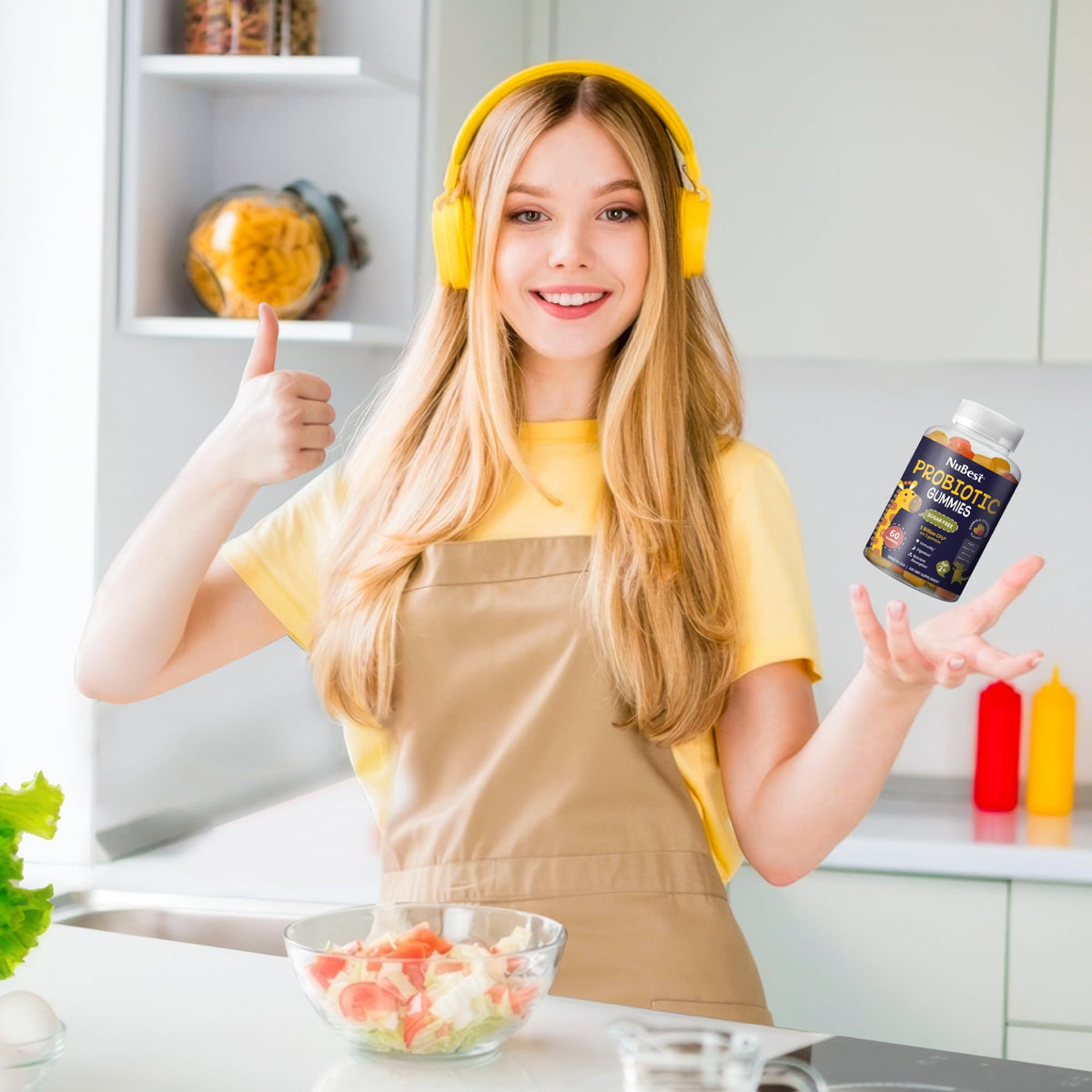 NuBest Daily Probiotic Gummies for Kids & Teens with 5 Billion CFUs | Supports Immune, Gut, and Digestive Health | No Added Sugar | Yummy Strawberry - FENGGESTORE20