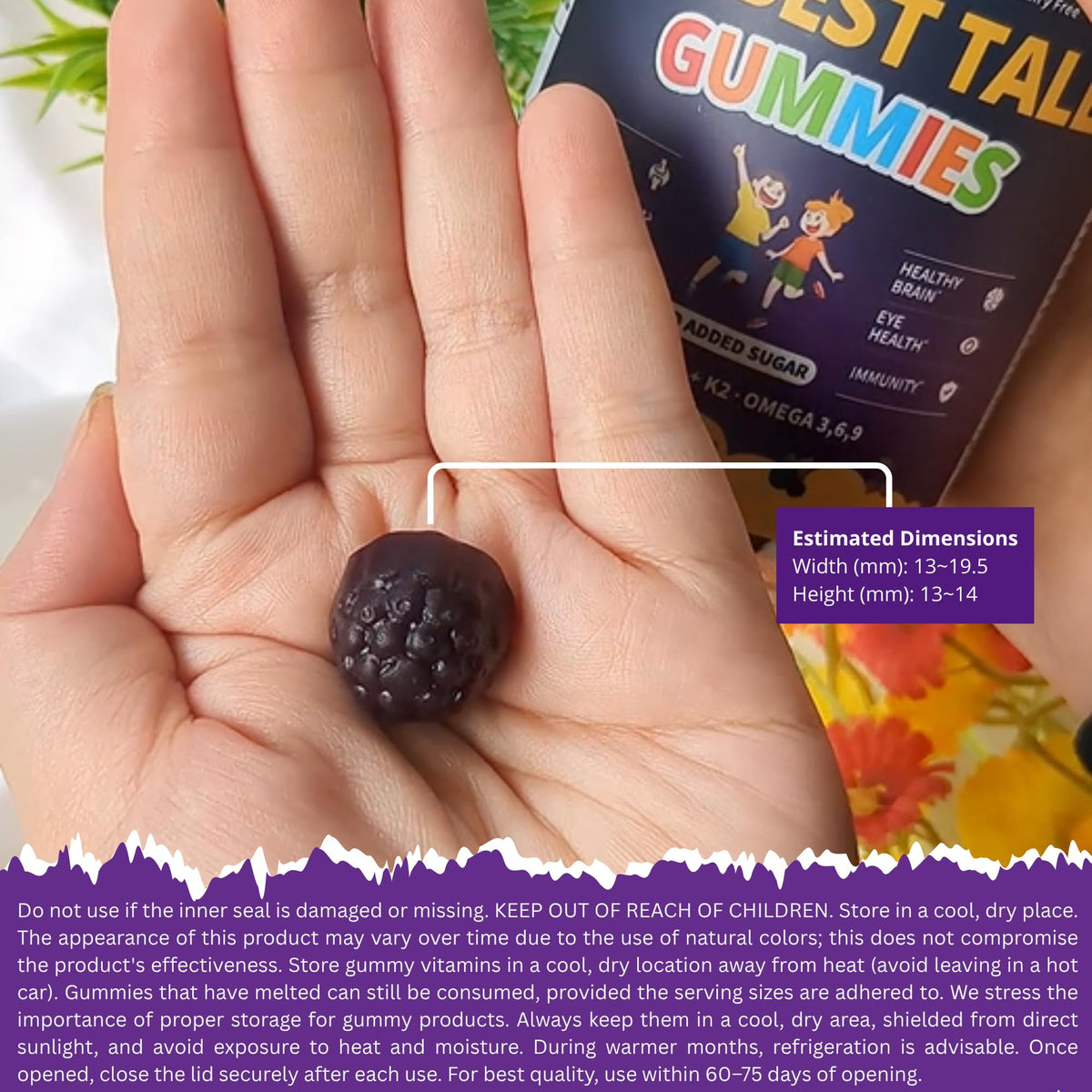 NuBest Tall Gummies for Kids Age 2+ & Teens | Bone Strength, Immunity, Digestive Health with Calcium, Vitamin D3, K2, B Complex, Magnesium, Zinc - FENGGESTORE20