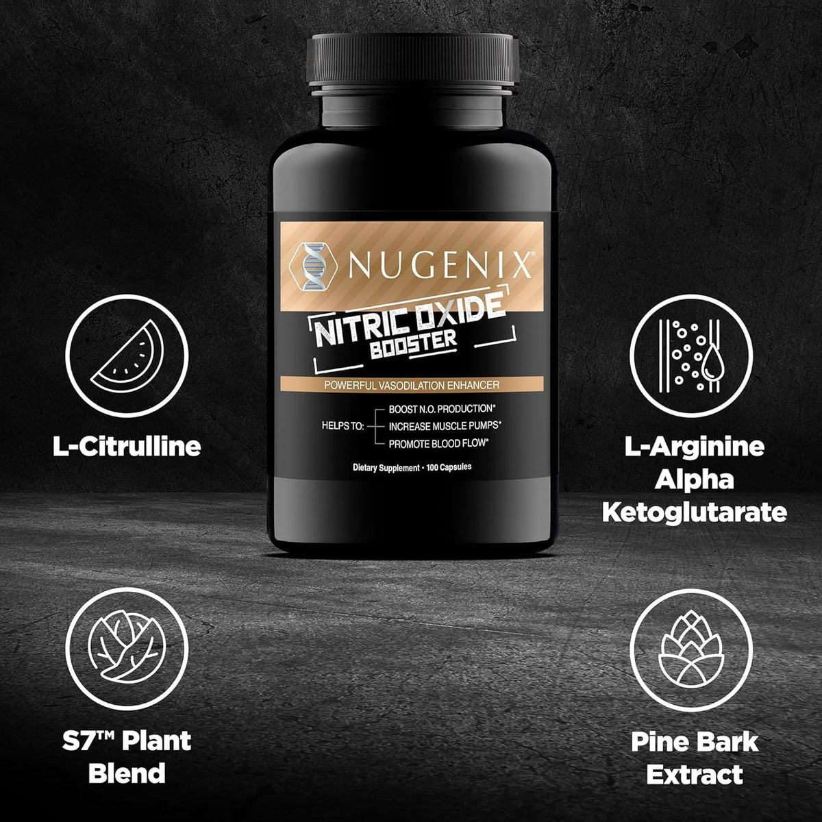 Nugenix Nitric Oxide Booster Supplement - Nitric Oxide Flow, L-Arginine, L-Citrulline, Pine Bark Extract - Vasodilator - 100 Capsules - FENGGESTORE20
