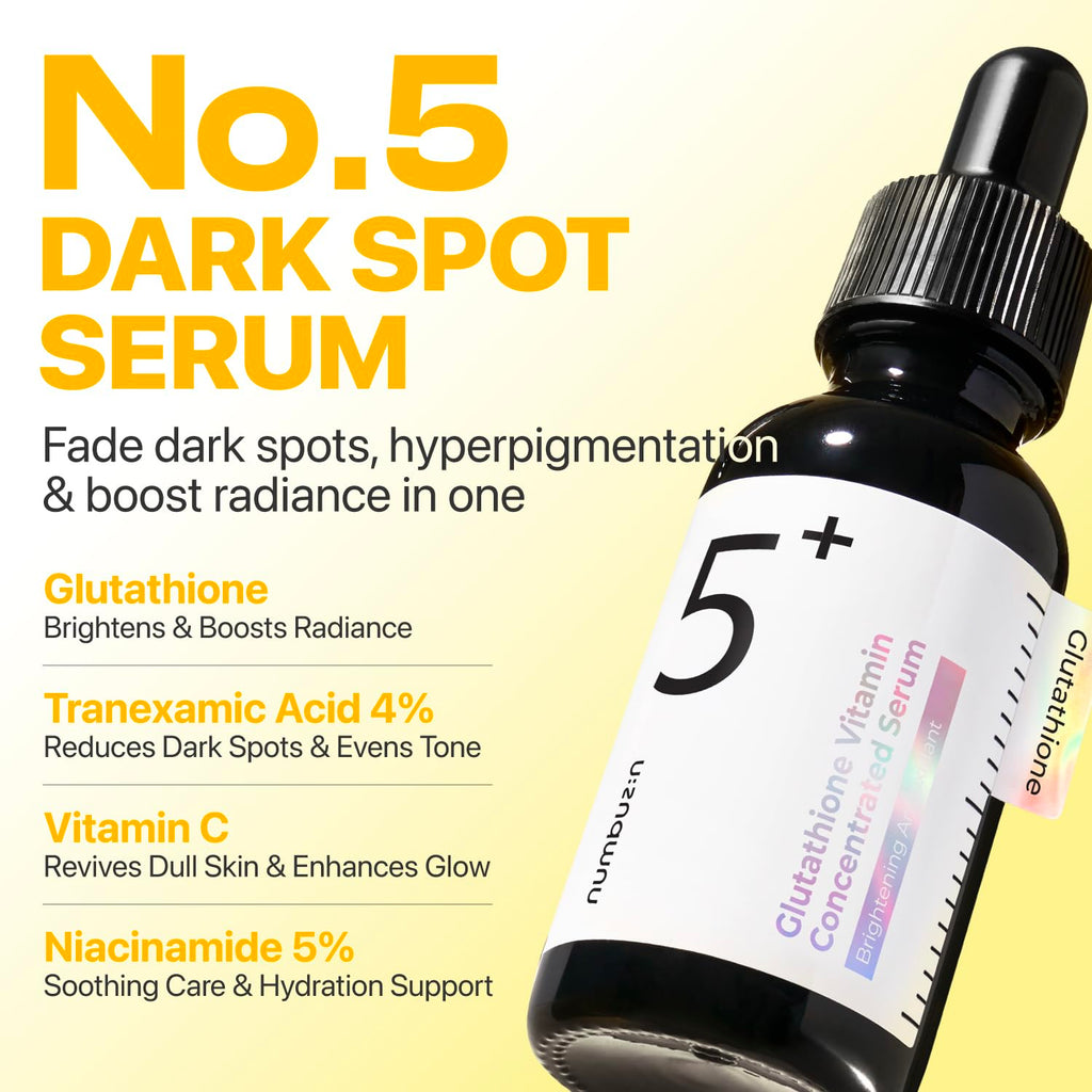 numbuzin No.5 Vitamin Concentrated Serum, Dark Spot Care, Glutathione & Vitamin Serum, Korean Skincare, Tranexamic Acid 4%, Niacinamide 5% - FENGGESTORE20