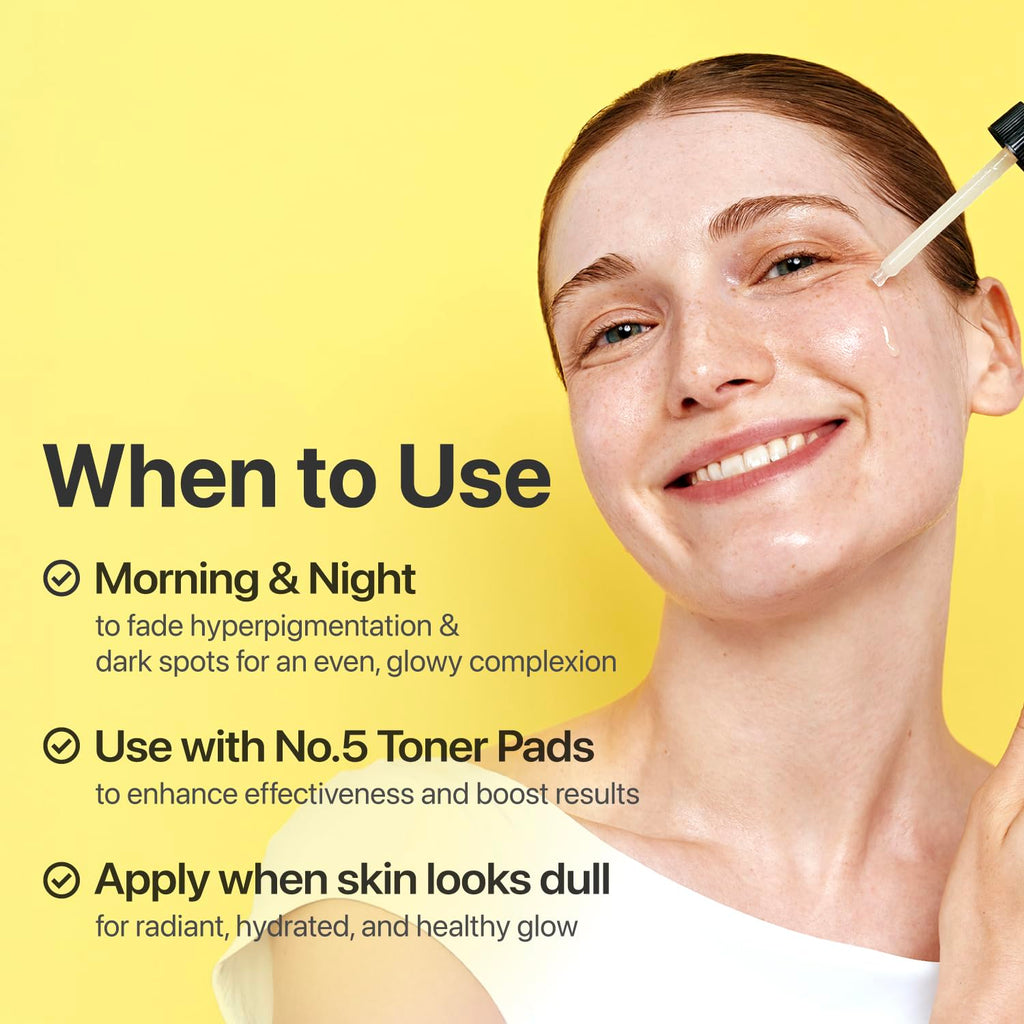 numbuzin No.5 Vitamin Concentrated Serum, Dark Spot Care, Glutathione & Vitamin Serum, Korean Skincare, Tranexamic Acid 4%, Niacinamide 5% - FENGGESTORE20