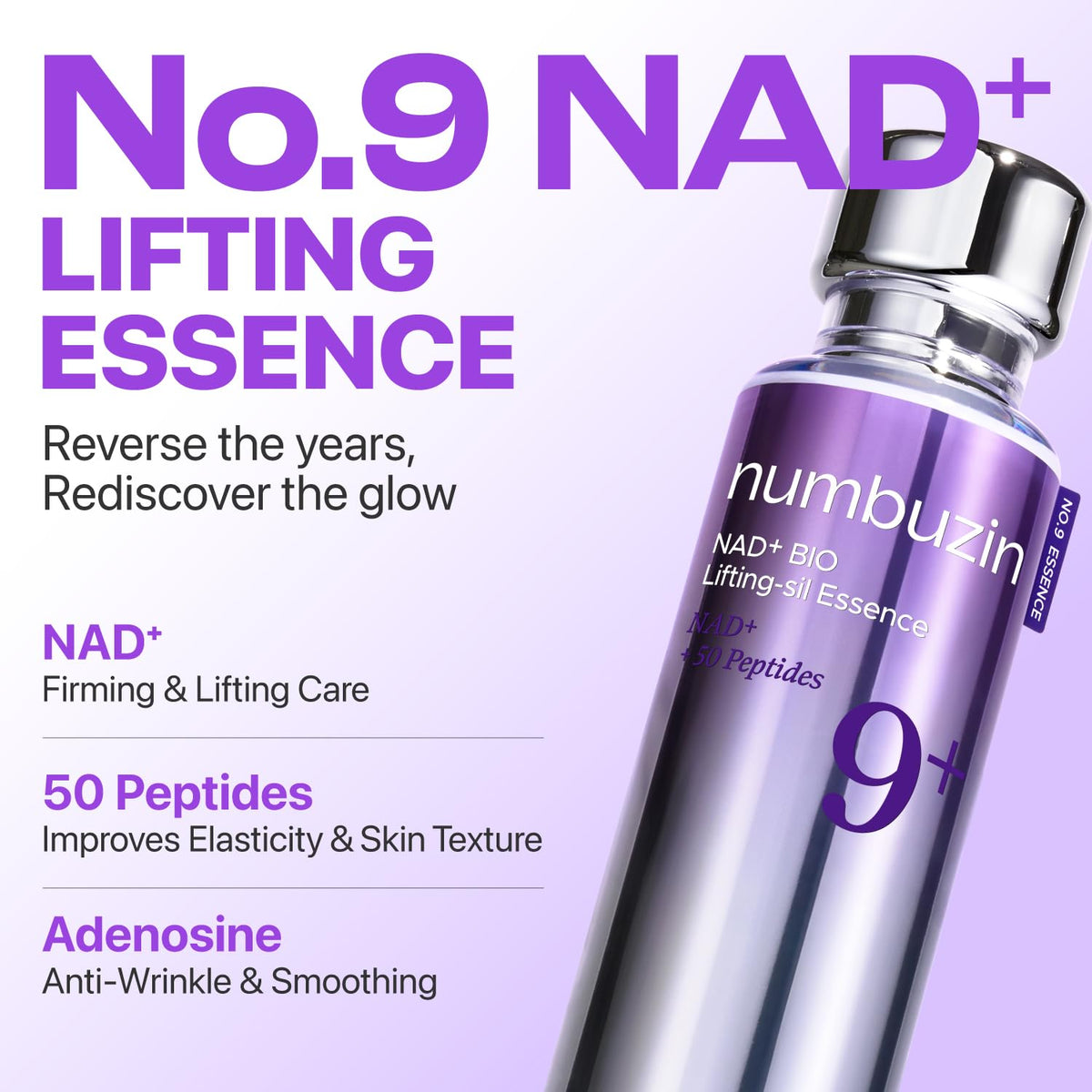 numbuzin No.9 NAD+ Peptide Lifting Serum for Face and Body, Firming & Wrinkles, 50 Peptide Essence for Sagging Skin, Fine Lines & Elasticity - FENGGESTORE20