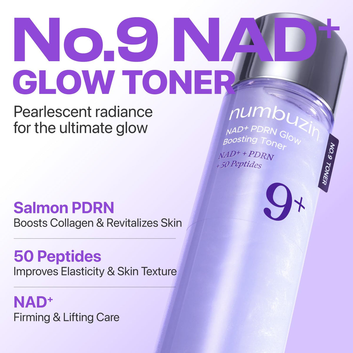 numbuzin No.9 NAD+ Salmon PDRN Glow Boosting Toner, Hydrating & Firming Toner for Wrinkles, Fine Lines & Dull Skin - FENGGESTORE20