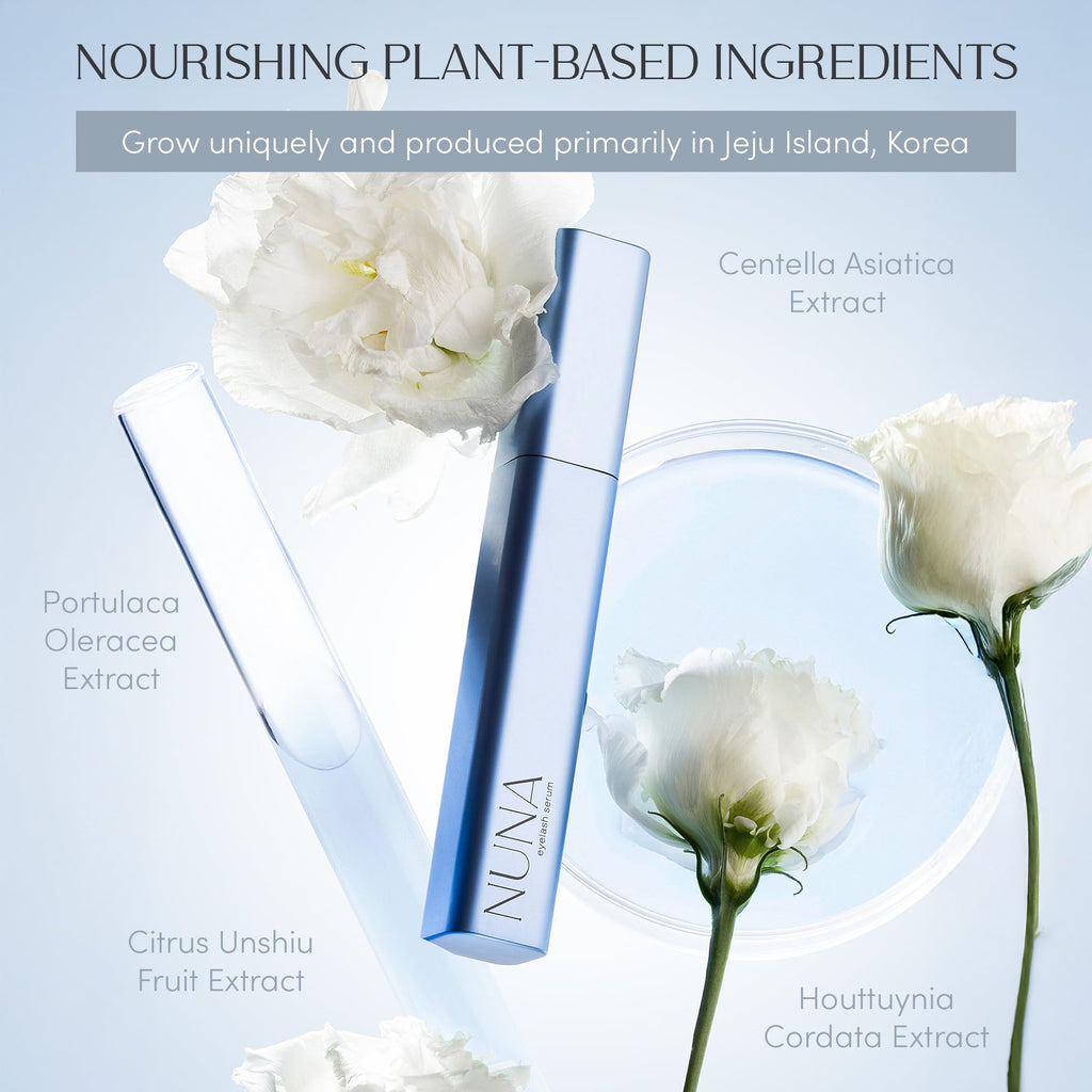 NUNA Eyelash Growth Support Serum 6ml – Eye Lash and Eyebrow Enhancing Serum for Women & Men with Biotin - Korean Multi Peptide & Natural Extracts - FENGGESTORE20