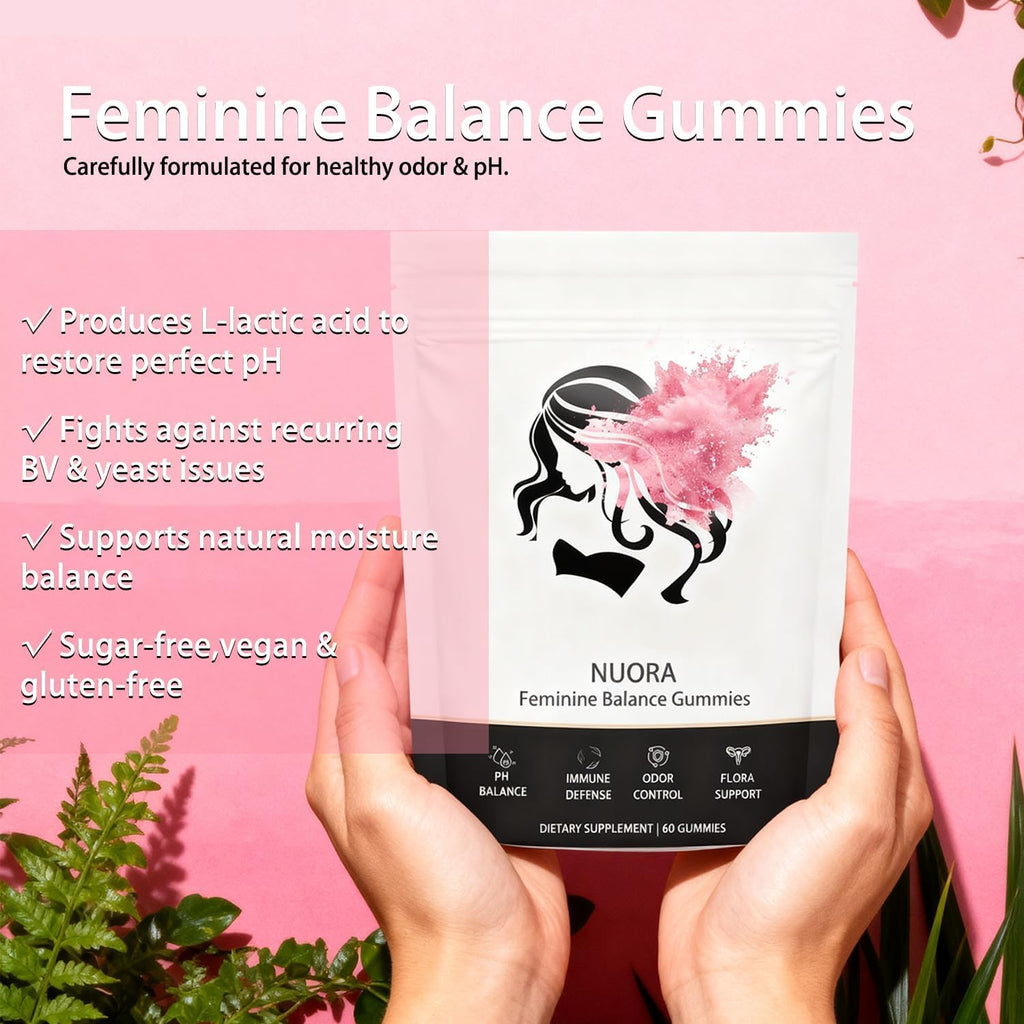 nuora Feminine Balance Gummies, Vegan Hawaiian Pineapple, pH Balance, Healthy Odor, Flora and Immune Support, - FENGGESTORE20