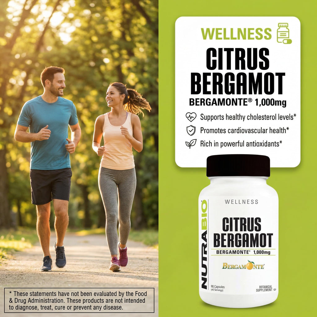 NutraBio Citrus Bergamot Bergamonte Extract Supplement, 1,000mg - May Help Promote Cardiovascular Health and Wellness, 90 Capsules - FENGGESTORE20