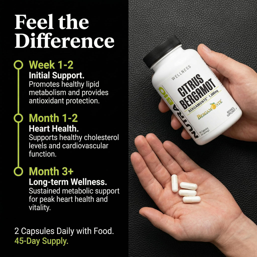 NutraBio Citrus Bergamot Bergamonte Extract Supplement, 1,000mg - May Help Promote Cardiovascular Health and Wellness, 90 Capsules - FENGGESTORE20